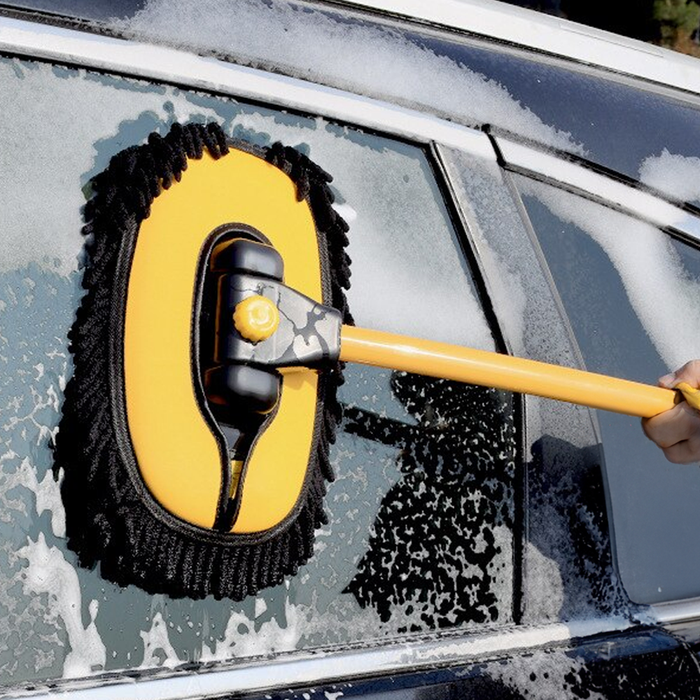 Expandable Microfiber Cleaning Set for Vehicle: yellow, black floor mop, modern functional style