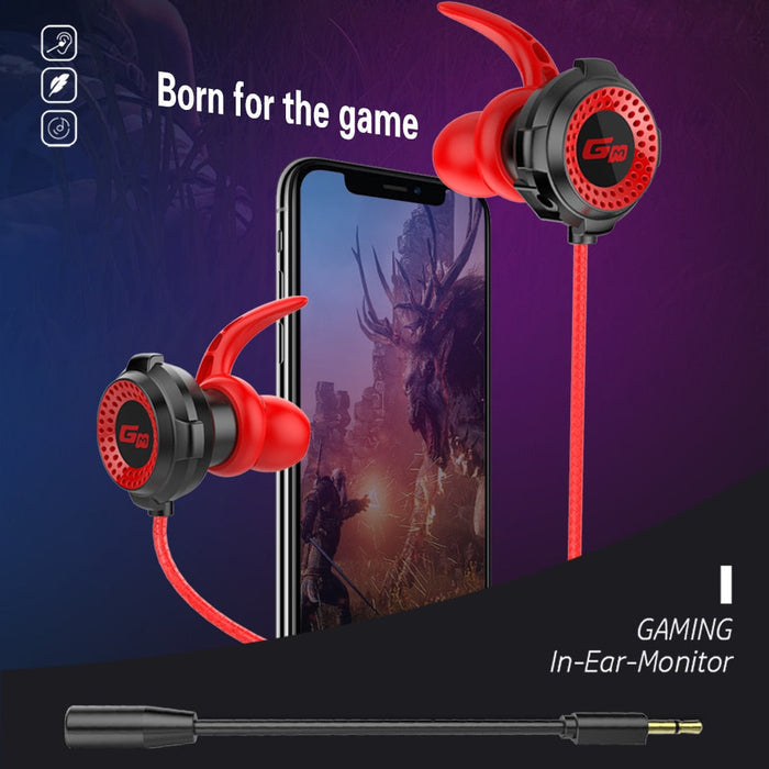 Extension Microphone Gaming Earphones, Dragon G2000 3.5mm: red, black wired in-ear gaming earphones