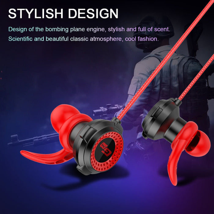 Extension Microphone Gaming Earphones, Dragon G2000 3.5mm: red, black wired in-ear gaming earphones