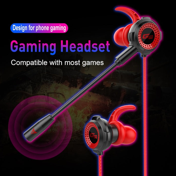 Extension Microphone Gaming Earphones, Dragon G2000 3.5mm: red, black wired in-ear gaming earphones