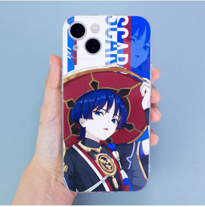 Fatui Genshin Impact Phone Cases: clear, white anime-style white-haired character, anime, graphic style