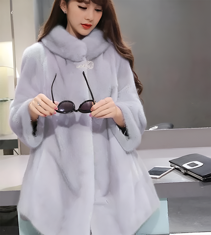 Faux Fur Women's Cape Jacket: pale lavender-gray, white women's coat, elegant, feminine style