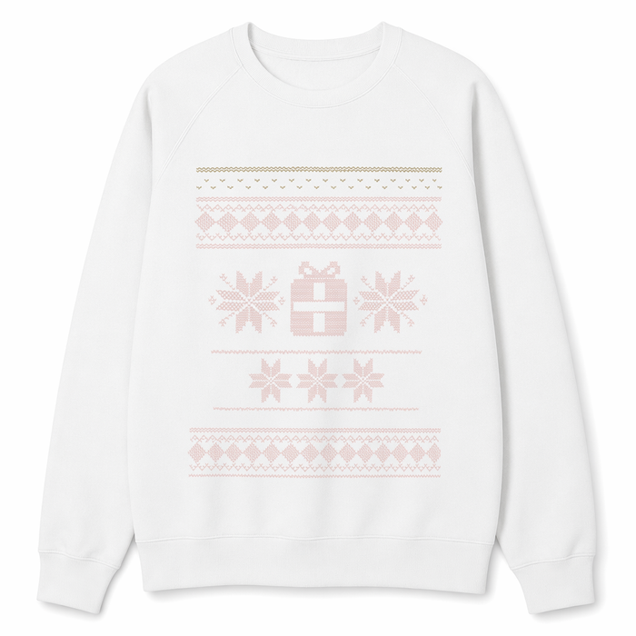 Festive Women's Faux Stitched Pullover for the Holidays White