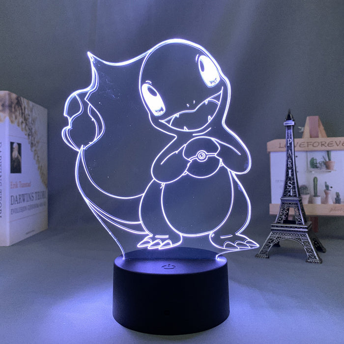 Fire Dragon Lamp LED Night Light: warm yellow light, clear acrylic anime-style spiky-haired character with a dragon-like crea