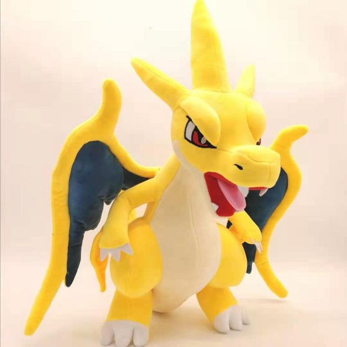 Fire Dragon Stuffed Animal with Posable Wings: black, blue dragon-like cartoon characters