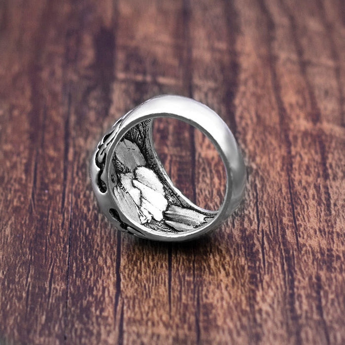 Flaming Cross Ring for Men: silver, black ring, bold gothic style
