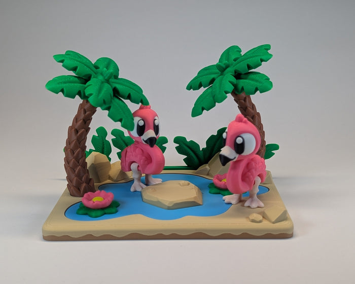 Flamingo Lagoon Tiny Habitat with 2 Flamingos