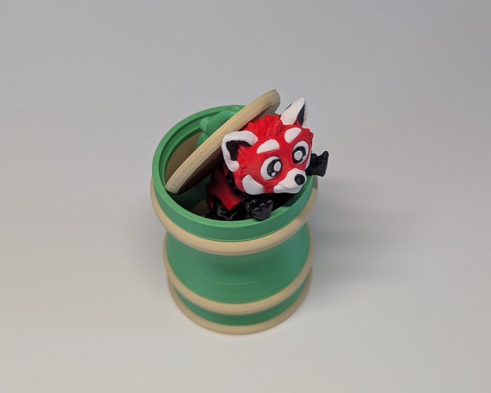 Red Panda And Bamboo Chute Set Panda Inside Chute