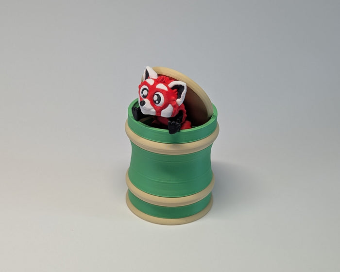 Cute Red Panda And Bamboo Chute