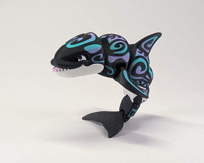 Flexi Tribal Tattooed Orca Posed on Tail