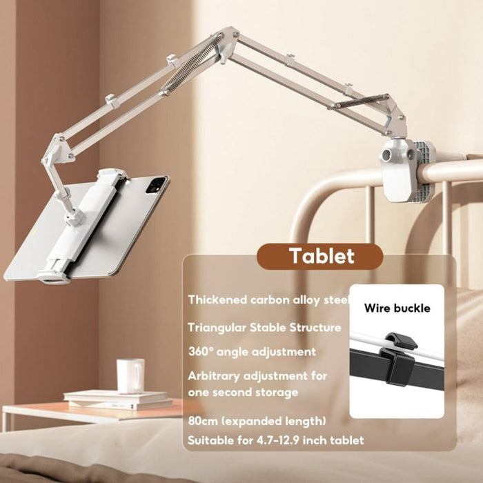 Flexible Holder for Tablets and Phones: black, dark gray adjustable tablet holder arm mount, minimal functional product desig