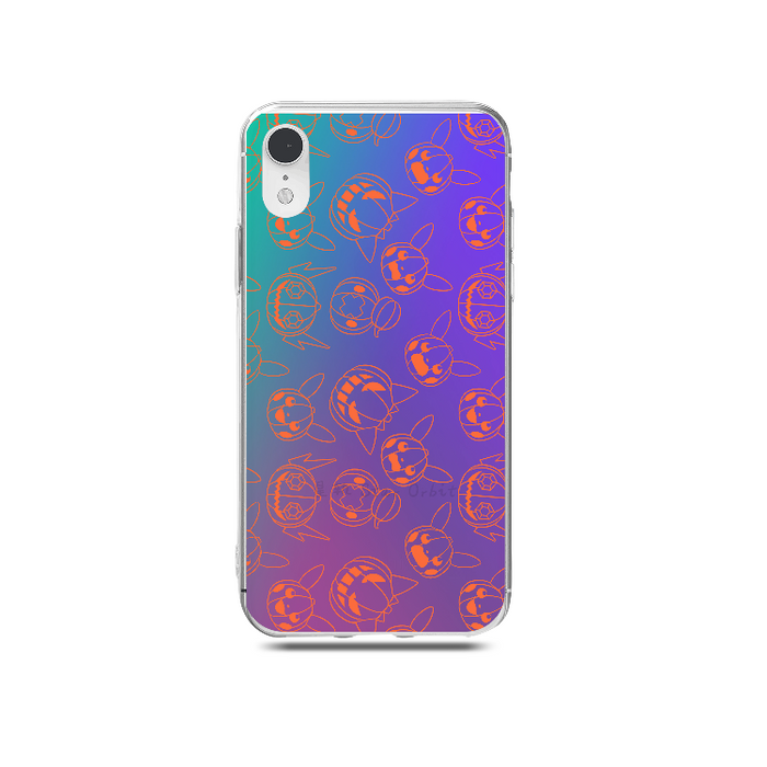 Flexible TPU Phone Case with Grip: blue, purple stylized bear-like cartoon character pattern
