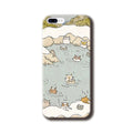 Flexible TPU Phone Case with Protection: light blue, cream cats in a hot spring, cute cartoon illustration style