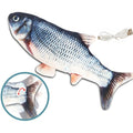 Flipping Electric Fish Toy for Feline Entertainment: gray, white gray tabby kitten with fish, realistic animal print style