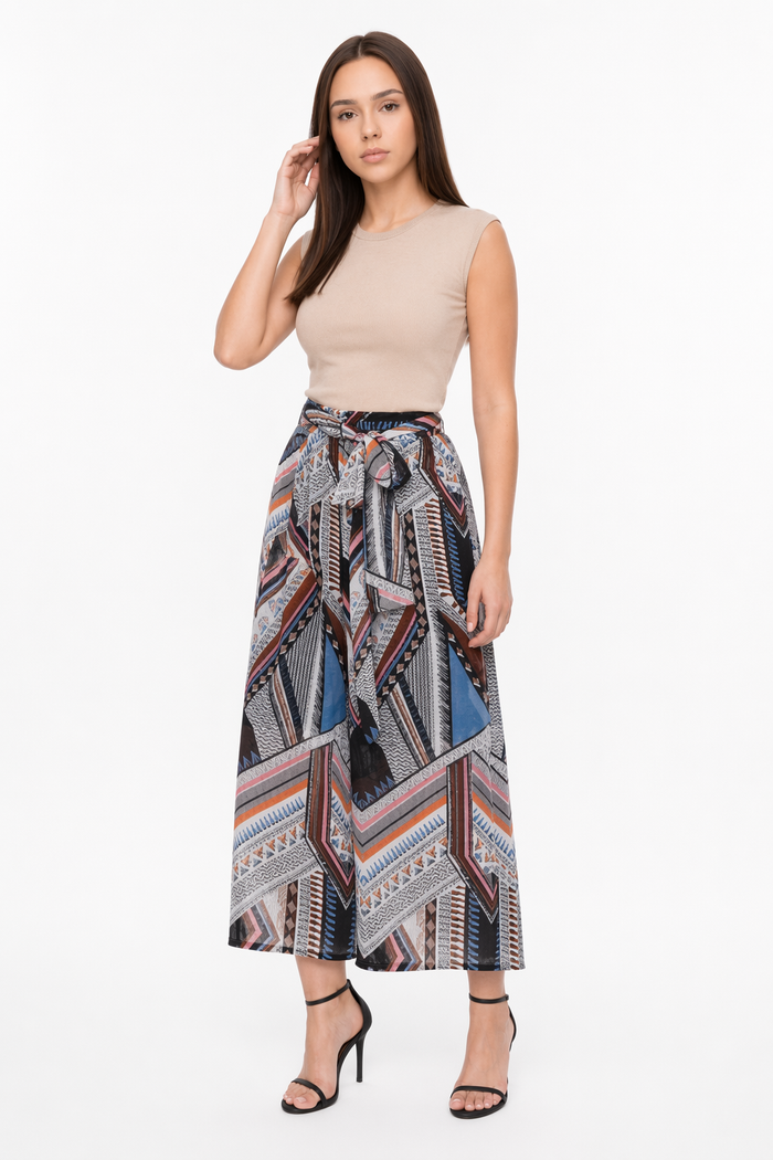 Flowing Patterned Wide-Leg Trousers Default