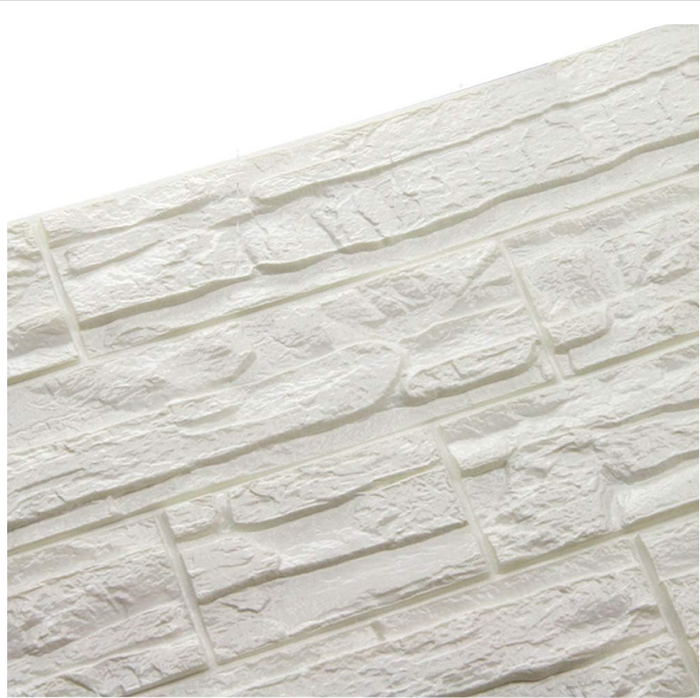 Foam Brick Wallpaper 24 pcs 3D Self Adhesive Wall Panels White Stone Effect -81