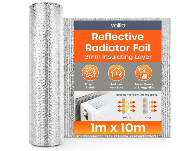 Foil Insulation Roll 1mx10m 1 Pack Radiator Reflector Panels for Enhance Heating
