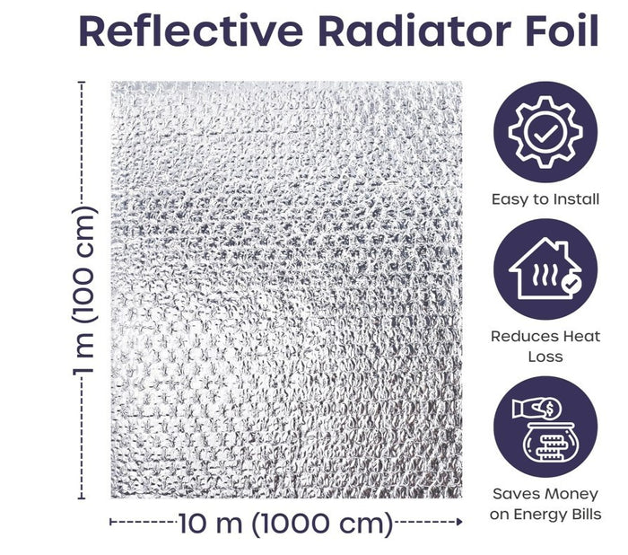 Foil Insulation Roll 1mx10m 1 Pack Radiator Reflector Panels for Enhance Heating
