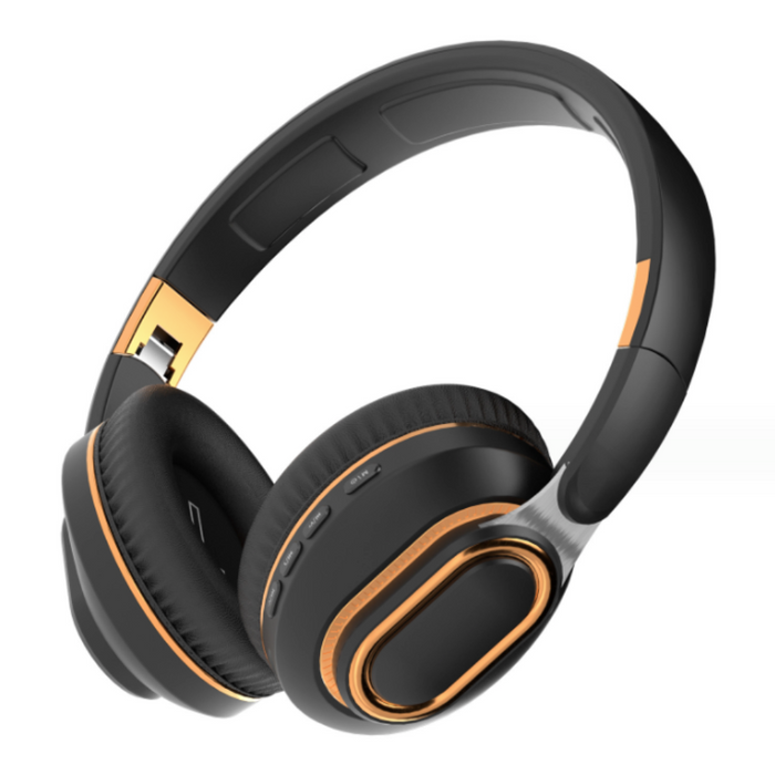 Foldable Bluetooth Headset with Dragon Design: black, orange over-ear headphones, modern style