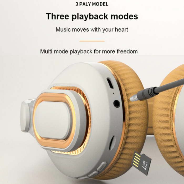 Foldable Bluetooth Headset with Dragon Design: black, orange over-ear headphones, modern style