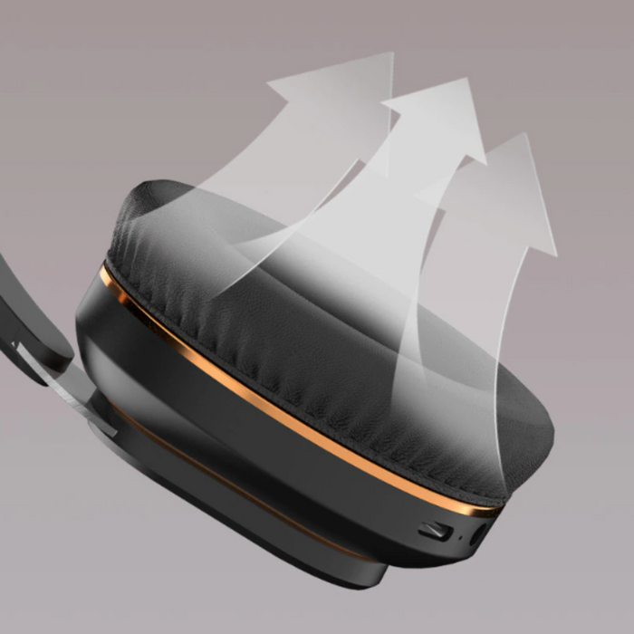 Foldable Bluetooth Headset with Dragon Design: black, orange over-ear headphones, modern style