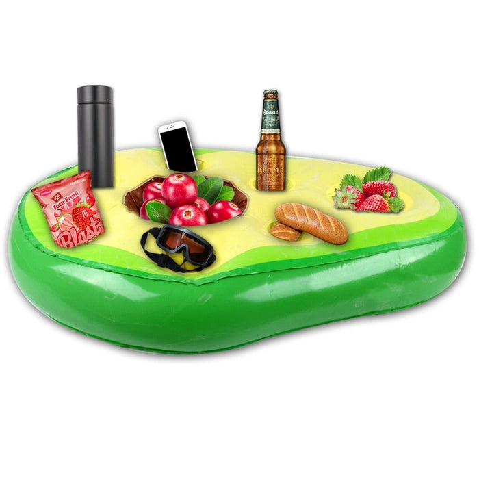 Food-Inspired Floating Tables for Swimming Pools: bright green, yellow-green picnic/snack theme, cartoon novelty style