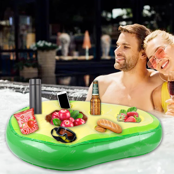 Food-Inspired Floating Tables for Swimming Pools: bright green, yellow-green picnic/snack theme, cartoon novelty style