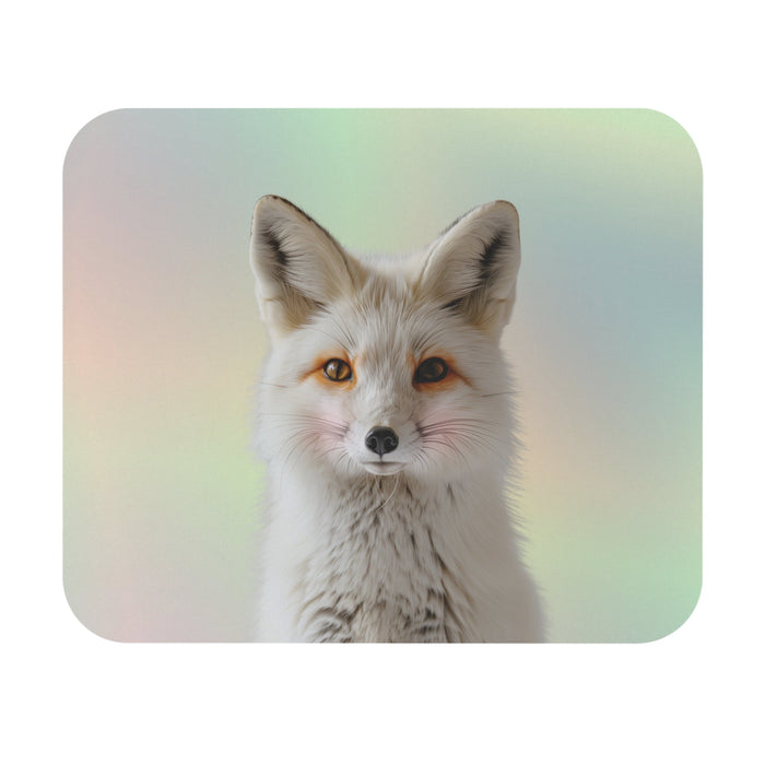 Fox Blush Mouse Pad: Embrace Elegance and Style While Enhancing Your Workspace: white, cream white fox, soft realistic animal