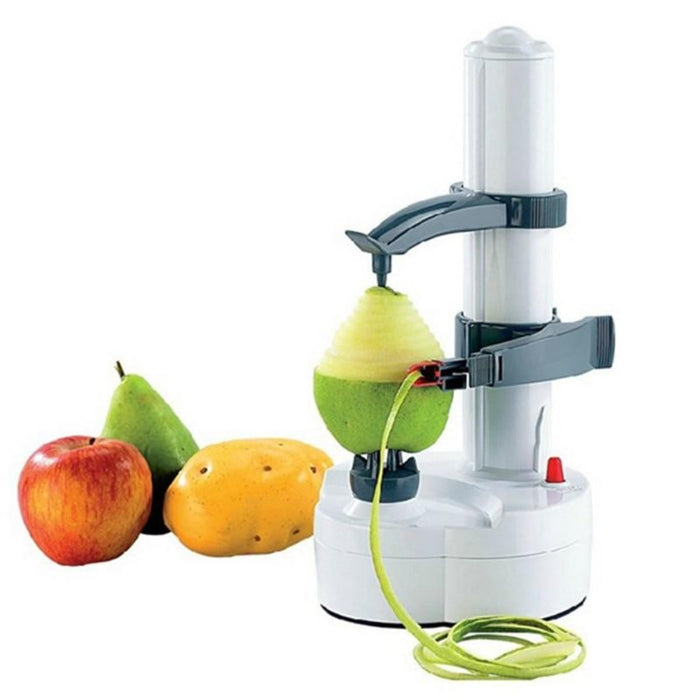Fruit and Vegetable Peeler with Automatic Function: white, gray electric fruit peeler, functional kitchen appliance style
