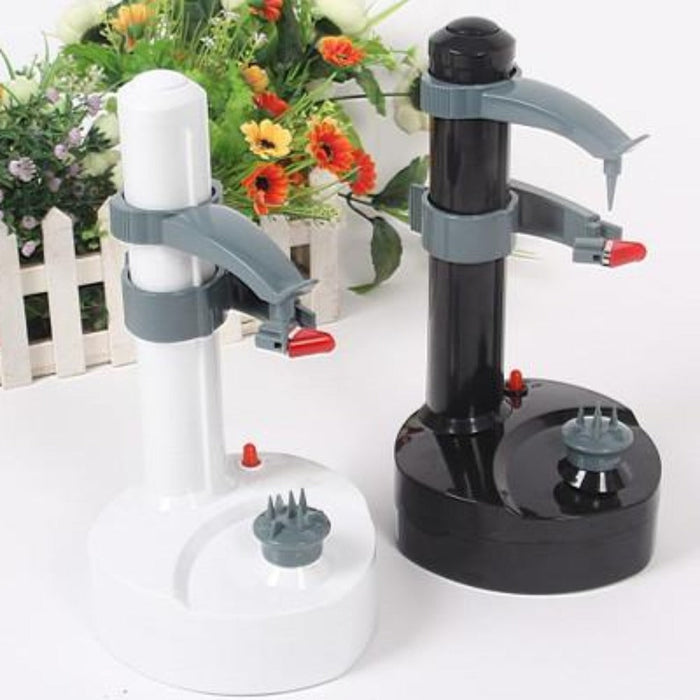 Fruit and Vegetable Peeler with Automatic Function: white, gray electric fruit peeler, functional kitchen appliance style