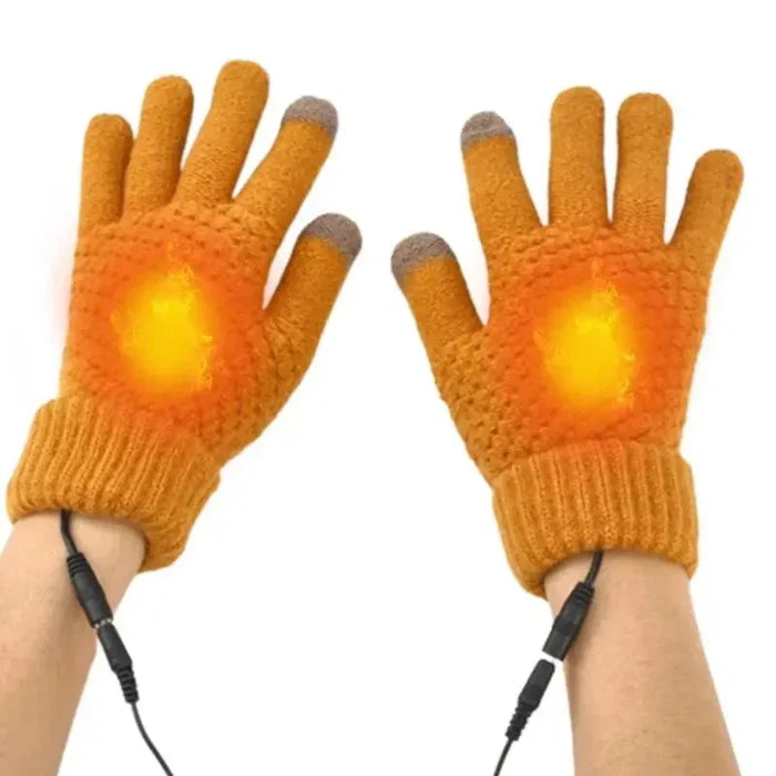 Full Finger Heated Touch Screen Gloves for Women: orange, yellow pair of gloves, functional novelty style