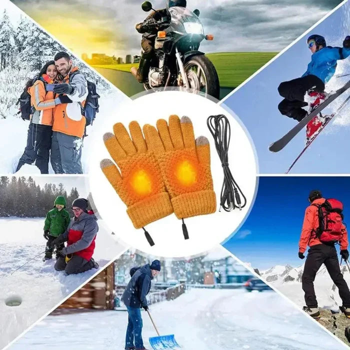 Full Finger Heated Touch Screen Gloves for Women: orange, yellow pair of gloves, functional novelty style