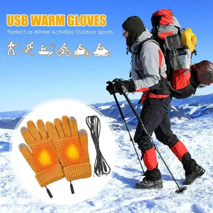 Full Finger Heated Touch Screen Gloves for Women: orange, yellow pair of gloves, functional novelty style
