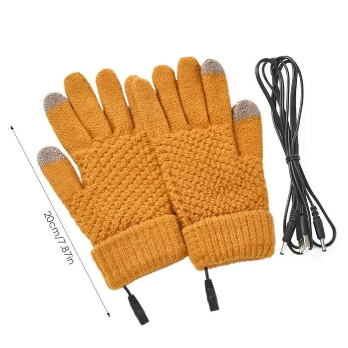 Full Finger Heated Touch Screen Gloves for Women: orange, yellow pair of gloves, functional novelty style