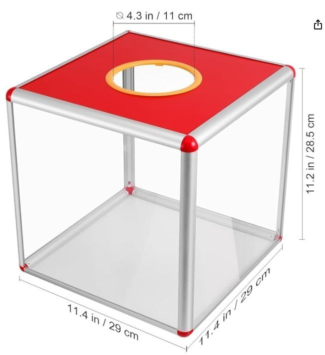 Fund Raising Red Lottery Box 12 Inch Square Raffle Ticket Holder Collection-188