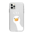 Funny Duck Phone Case with Protection: clear, white cartoon duck/goose, minimal cartoon kawaii style