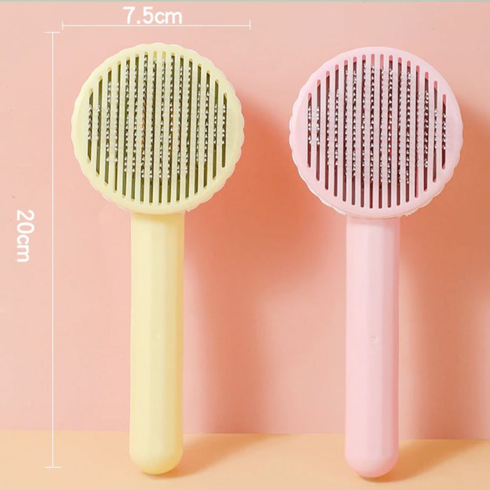 Fur Detangling and Relaxing Massage Brush for Pets: turquoise, white cat, minimal style