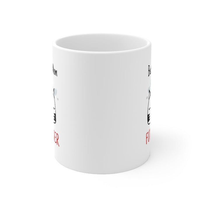 Furrever Mug for the Ultimate Cat Mom: white, black cat mom theme, cartoon, minimal style