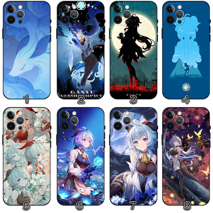 Ganyu Genshin Impact Phone Case: blue, purple anime-style blue-haired female character, anime, fantasy, kawaii style