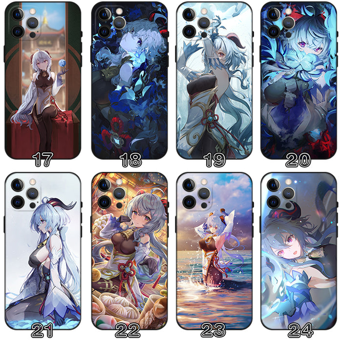 Ganyu Genshin Impact Phone Case: blue, purple anime-style blue-haired female character, anime, fantasy, kawaii style