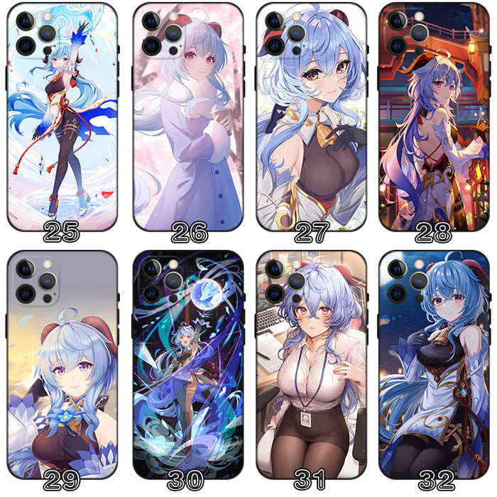 Ganyu Genshin Impact Phone Case: blue, purple anime-style blue-haired female character, anime, fantasy, kawaii style