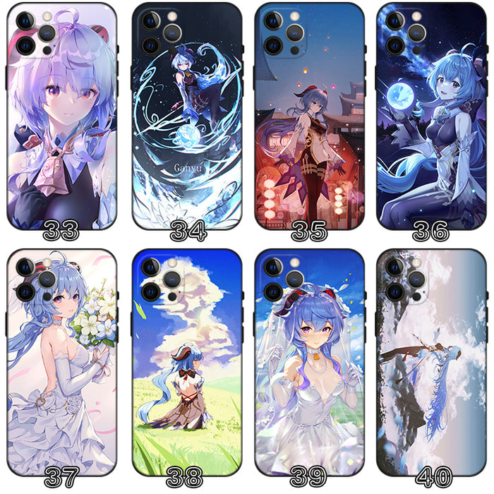 Ganyu Genshin Impact Phone Case: blue, purple anime-style blue-haired female character, anime, fantasy, kawaii style