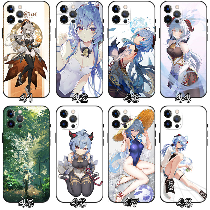 Ganyu Genshin Impact Phone Case: blue, purple anime-style blue-haired female character, anime, fantasy, kawaii style