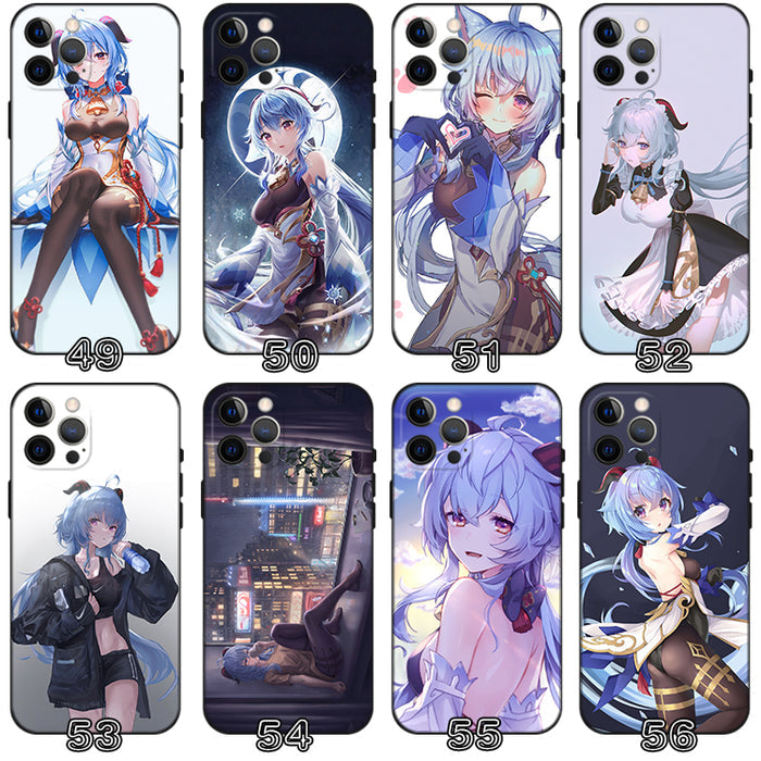 Ganyu Genshin Impact Phone Case: blue, purple anime-style blue-haired female character, anime, fantasy, kawaii style