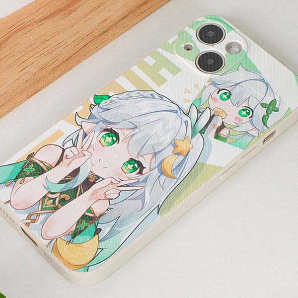 Genshin Impact Archon Phone Cases: white, mint green anime-style girl character, kawaii anime cartoon style