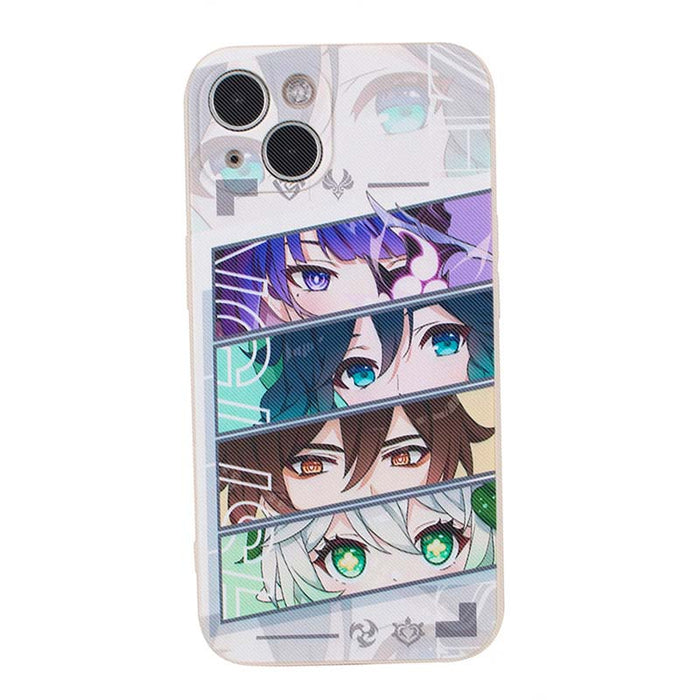 Genshin Impact Archons Phone Case: white, light gray anime-style characters, anime/cartoon graphic style