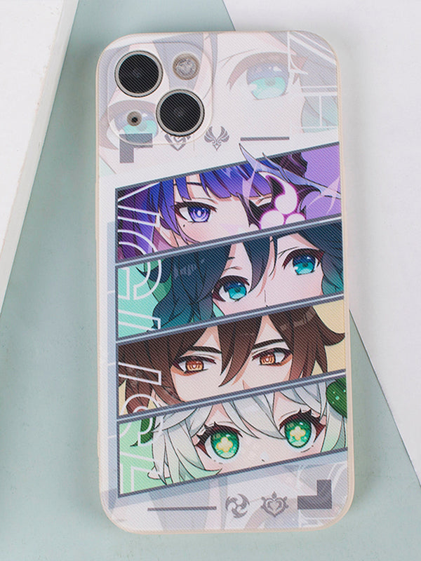 Genshin Impact Archons Phone Case: white, light gray anime-style characters, anime/cartoon graphic style