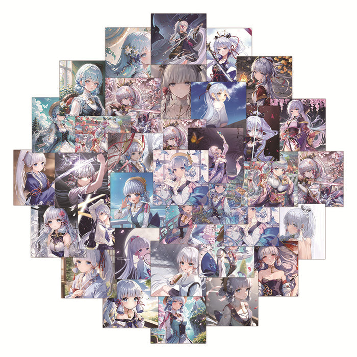 Genshin Impact Ayaka Stickers, Customize Anywhere: white, silver anime-style silver/white-haired female character, anime, fan