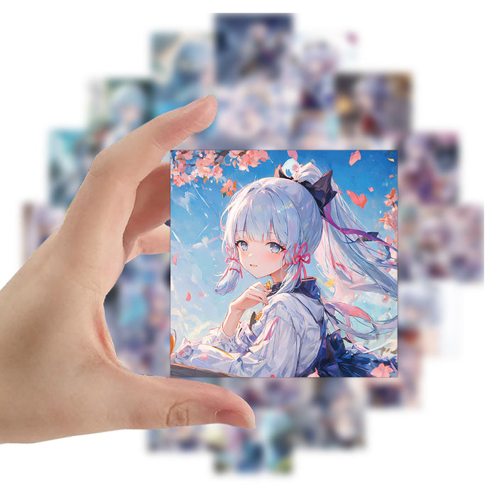 Genshin Impact Ayaka Stickers, Customize Anywhere: white, silver anime-style silver/white-haired female character, anime, fan