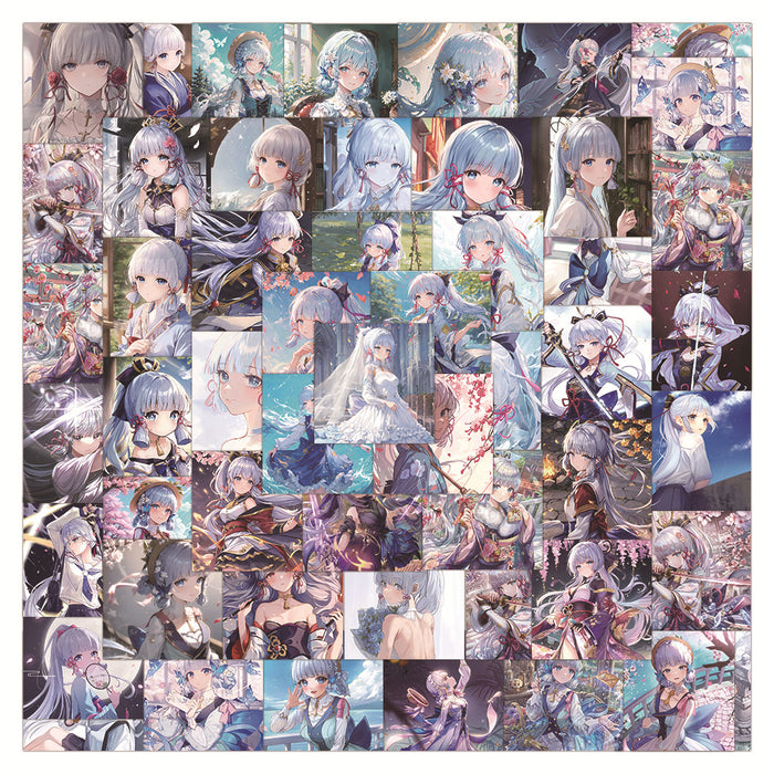 Genshin Impact Ayaka Stickers, Customize Anywhere: white, silver anime-style silver/white-haired female character, anime, fan
